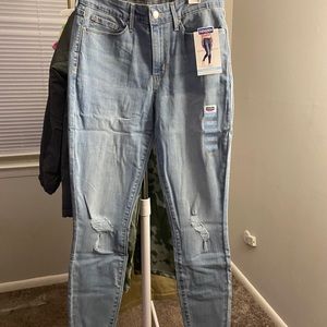 Leavi high rise straight leg jeans for women.